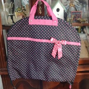 Skater Travel Bag ,pink polka Dots W Pink Polkadot Ribbon. 20x23in.zipped Up